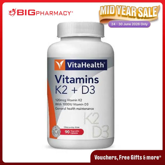 VITAHEALTH VITAMINS K2 + D3 90S