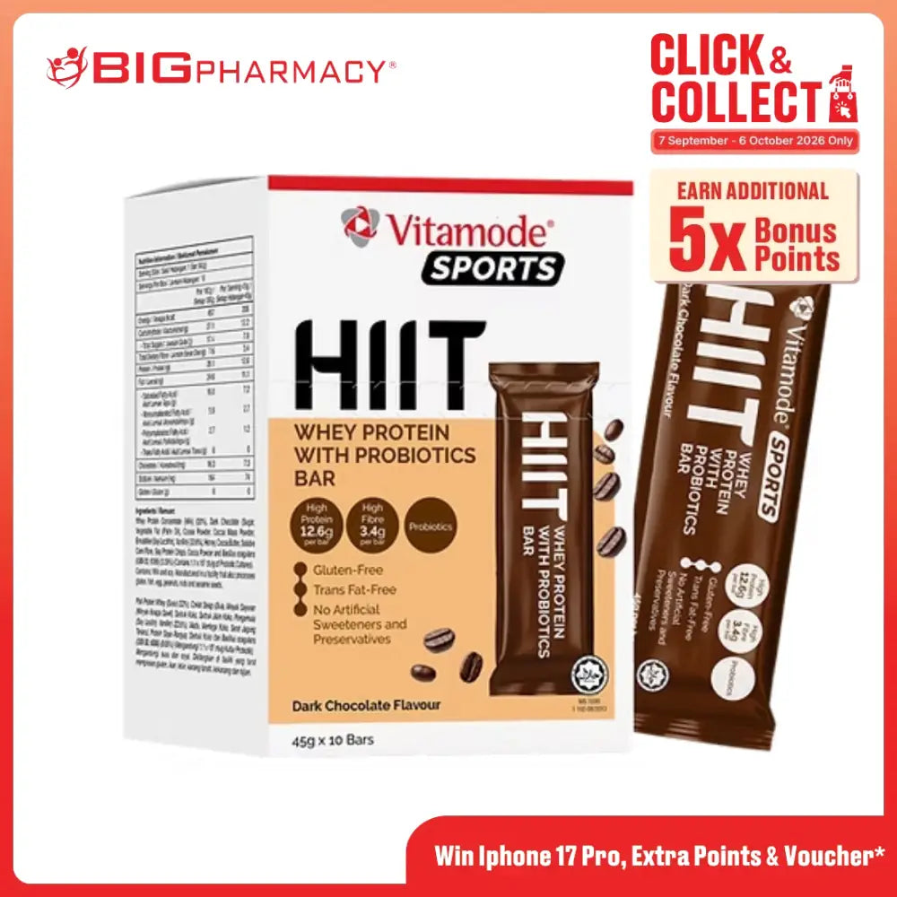 VITAMODE SPORTS HIIT WHEY PROTEIN WITH P ROBIOTICS BAR DARK CHOCOLATE FLAVOUR 10