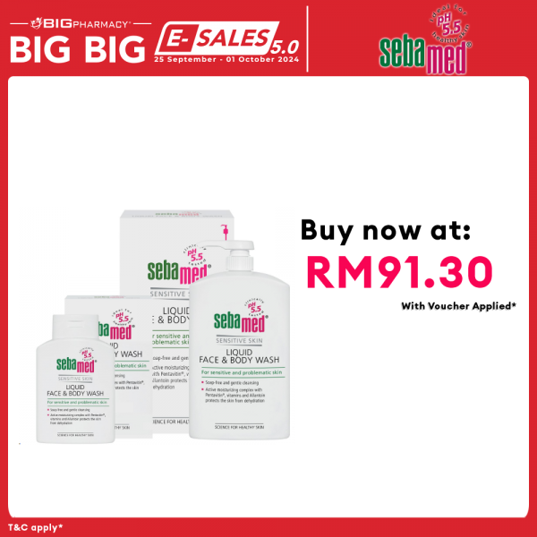 SEBAMED LIQUID FACE & BODY WASH 1000ML + 200ML