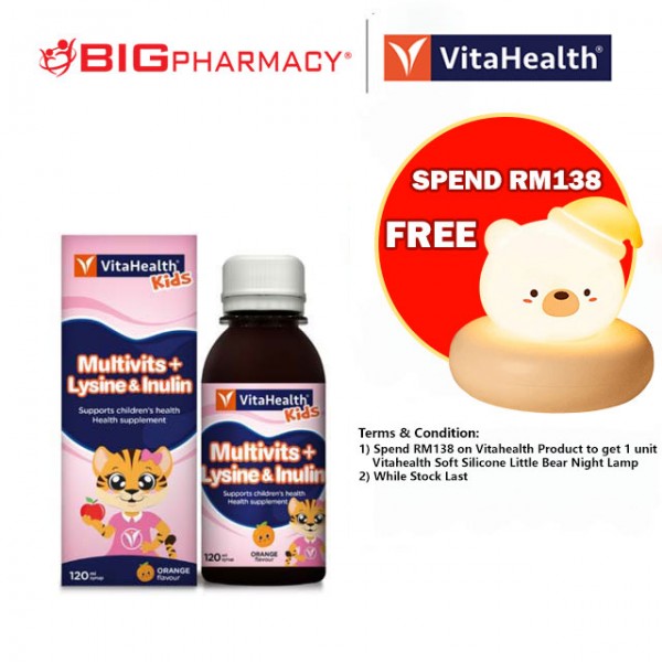 Vitahealth Robovites Kids M/Vit Plus Lysine & Prebiotic Syrup 120ml (Orange)