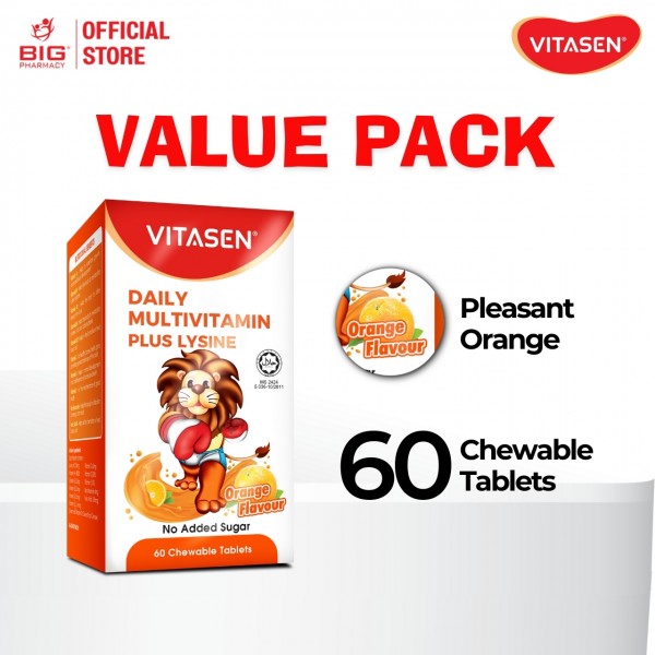 Vitasen Daily Multivitamin Plus Lysine Orange 60s