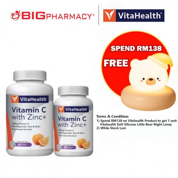 Vitahealth Time Release Vitamin C With Zinc 60s+30s