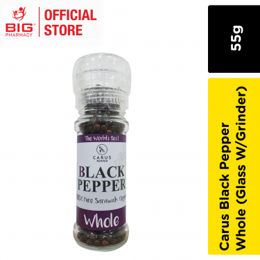 Carus Black Pepper Whole 55g (Glass W/Grinder)