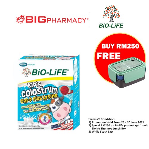 Biolife Colostrum Calcium + Vitamin D + Lysine 30s