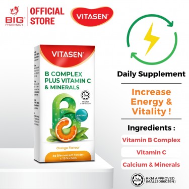 Vitasen B Complex Plus Vit C & Minerals Efferverscent 10s