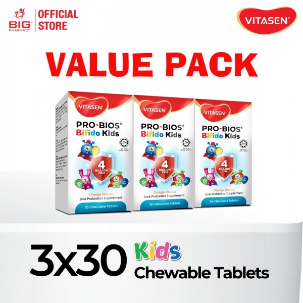 Vitasen Pro-Bios Bifido Kids Chewable Tablet 30s x3