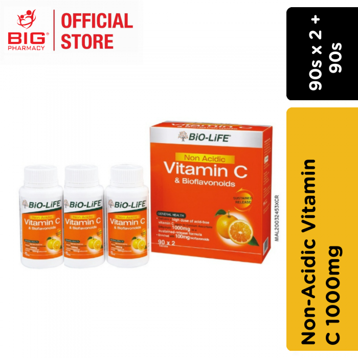 Big Pharmacy | Malaysia Trusted Healthcare Store | Dietary & Supplement  Well Being Multivitamins & Minerals Biolife NON-ACIDIC VITAMIN C 1000MG  2X90S + 90S