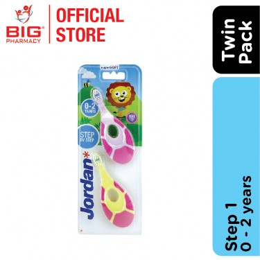 JORDAN TOOTHBRUSH STEP 1( 0-2 YEARS) TWINPACK WITH POUCH