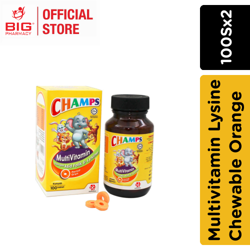 Champs Multivitamin Lysine Chewable Orange 100Sx2