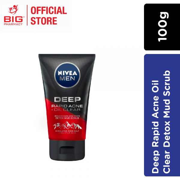 Nivea (M) Deep Rapid Acne Oil Clear Detox Mud Scrub 100g