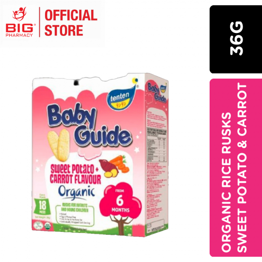 TENTEN BABY GUIDE ORGANIC RICE RUSKS 36G-SWEET POTATO & CARROT