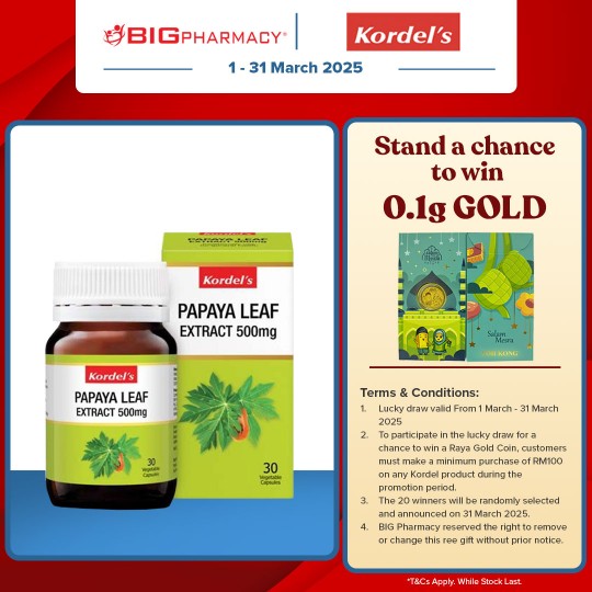 KORDELS PAPAYA LEAF EXTRACT 500MG 30S