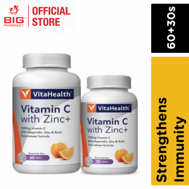 Vitahealth Time Release Vitamin C With Zinc 60s+30s