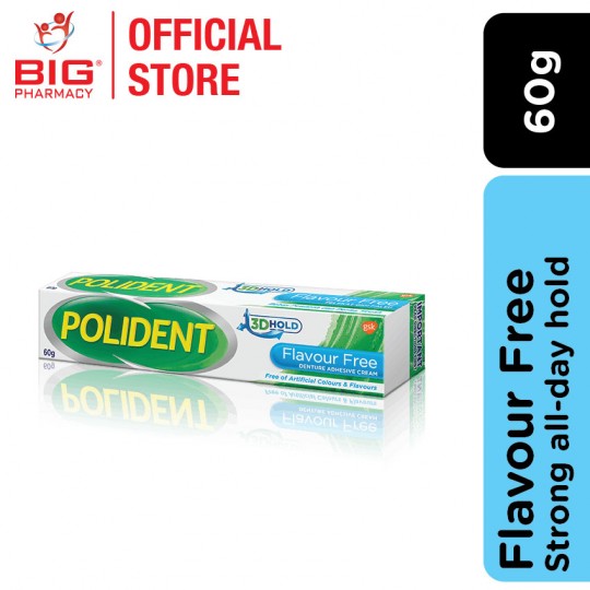 Polident Denture Adhesive Cream Flavour Free 60g (Value Pack)