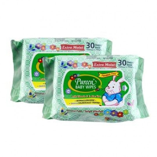 Pureen Baby Wipes 2X30S (Green)