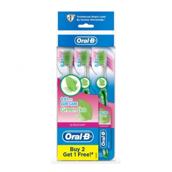 Oral-B T/Brush Ultra Thin Gum Care Green Tea Extra Soft Poly 3s (B2F1)