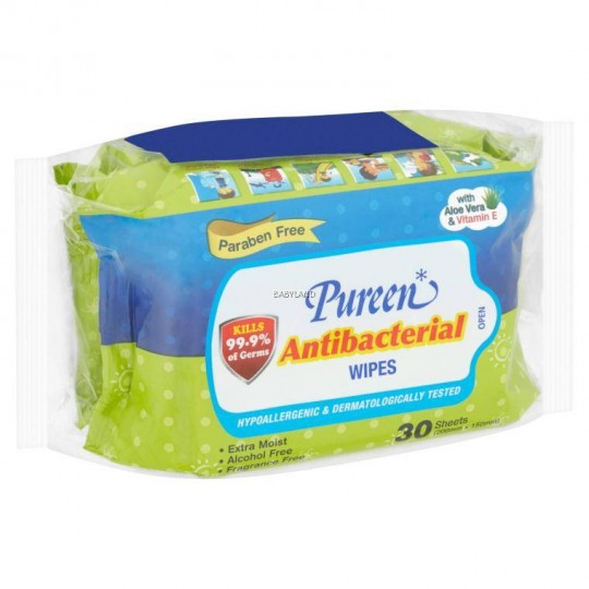 Pureen Antibacterial Wipes 2X30s