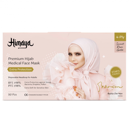 Himaya Hijab Premium Medical 4ply Face Mask 50- Sweet Rose Gold