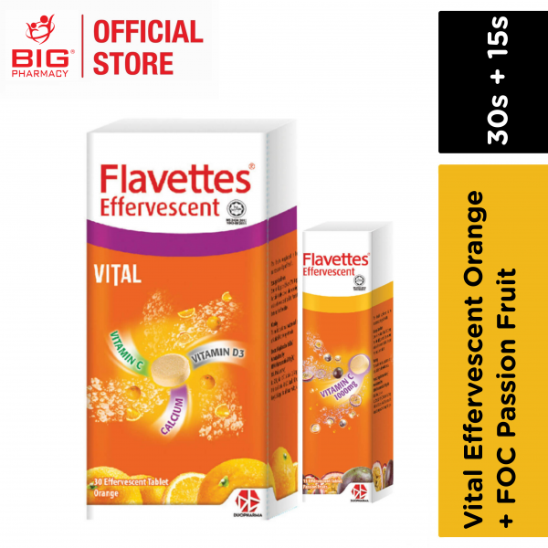 Flavettes Vital Effervescent Orange 30s Foc Passion Fruit 15s