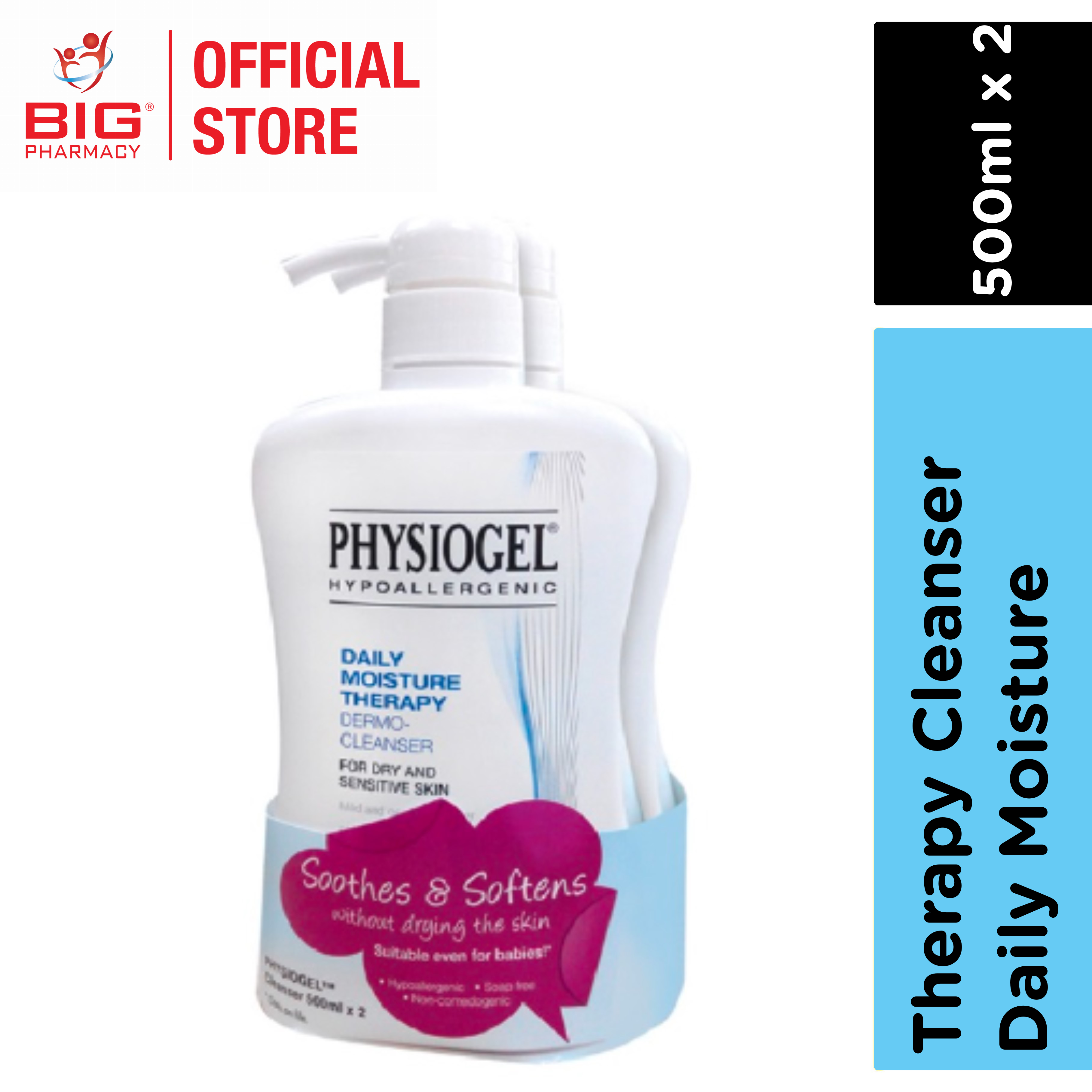 Physiogel Hypoallergenic Cleanser 500ML X 2 | Big Pharmacy