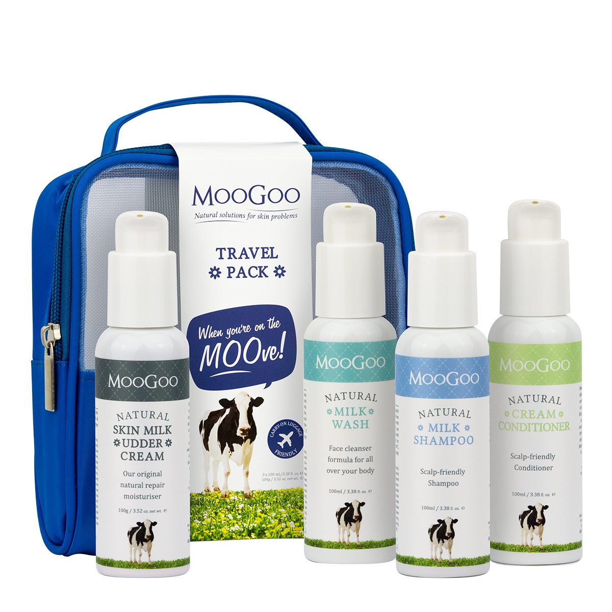Moogoo Travel Pack (Shampoo+Conditioner+Milk Wash+Moisturiser) | Big  Pharmacy