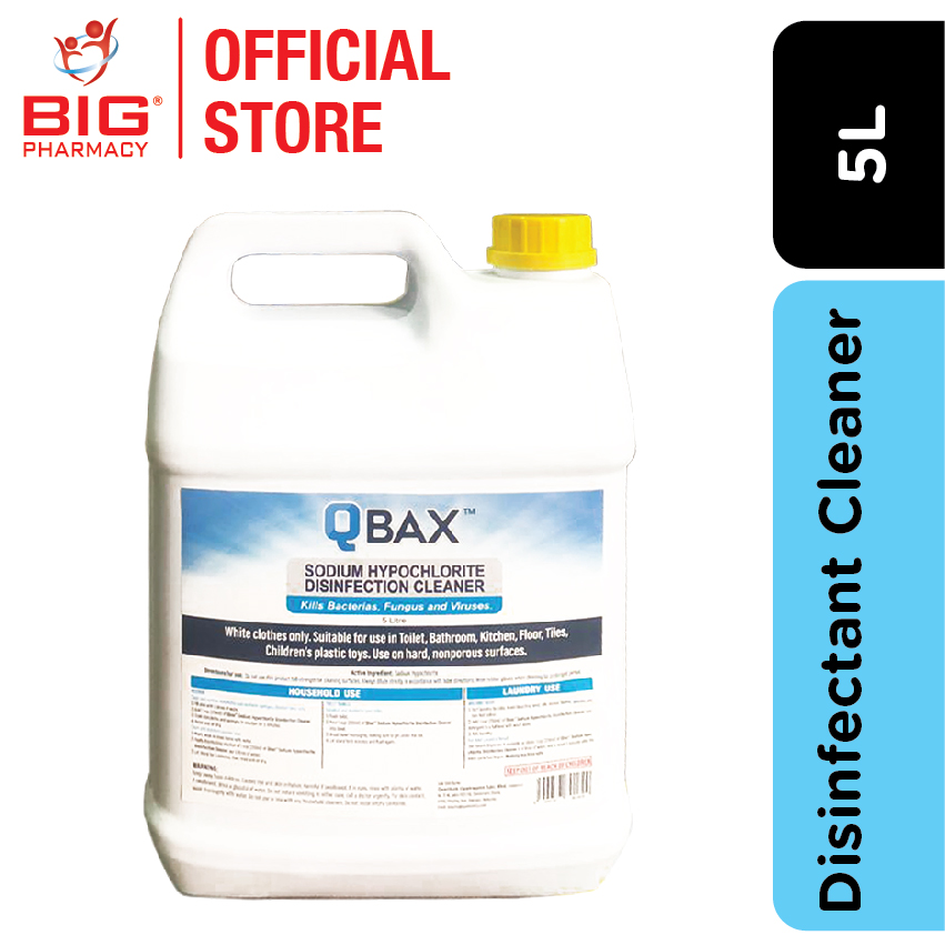 QBAX Sodium Hypochlorite Disinfecting Cleaner 5L | Big Pharmacy