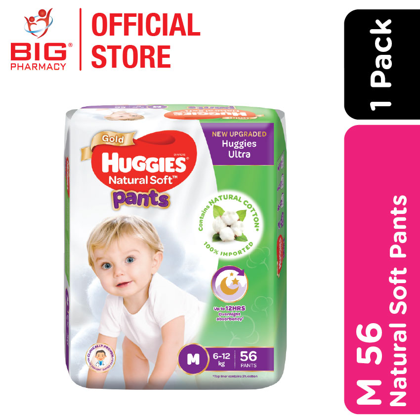 Big Pharmacy | Malaysia Trusted Healthcare Store | Mom & Baby Baby Diapers  Pants Huggies Natural Soft Pants Super Jumbo Pack M 56S