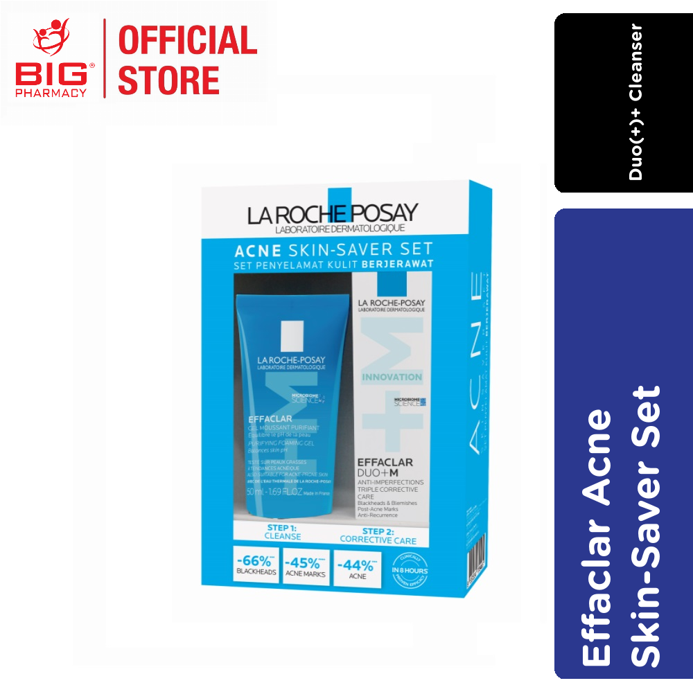La Roche Posay Effaclar Acne Skin-Saver Set (Duo(+) 15Ml + Cleanser 50Ml) |  Big Pharmacy