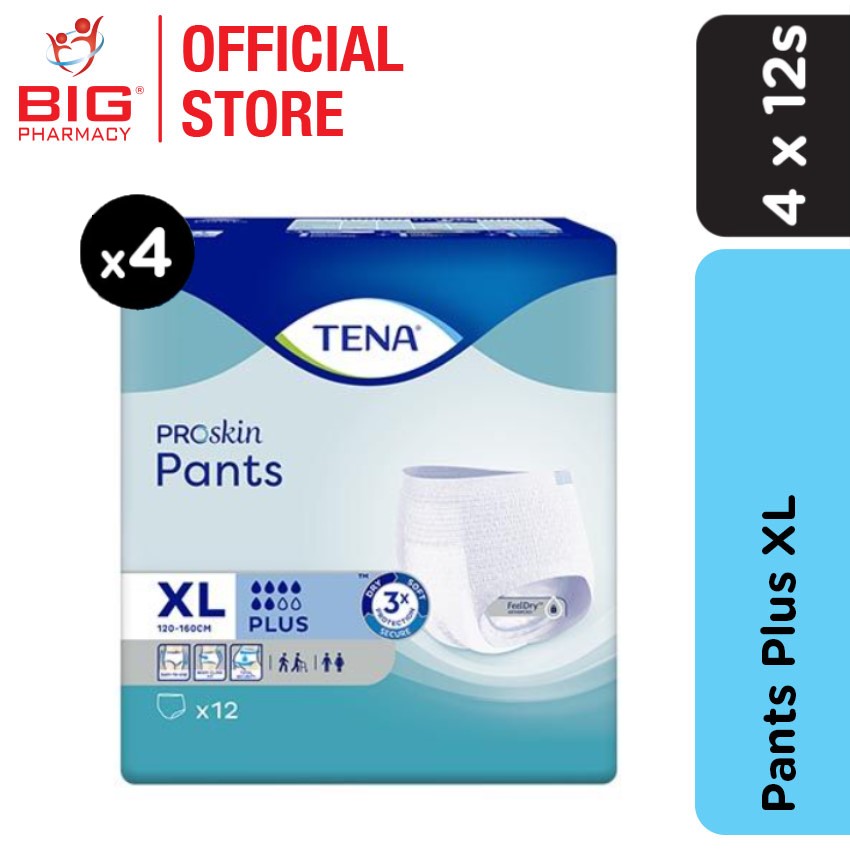 Tena Pants Plus (XL) 12S X 4 | Big Pharmacy
