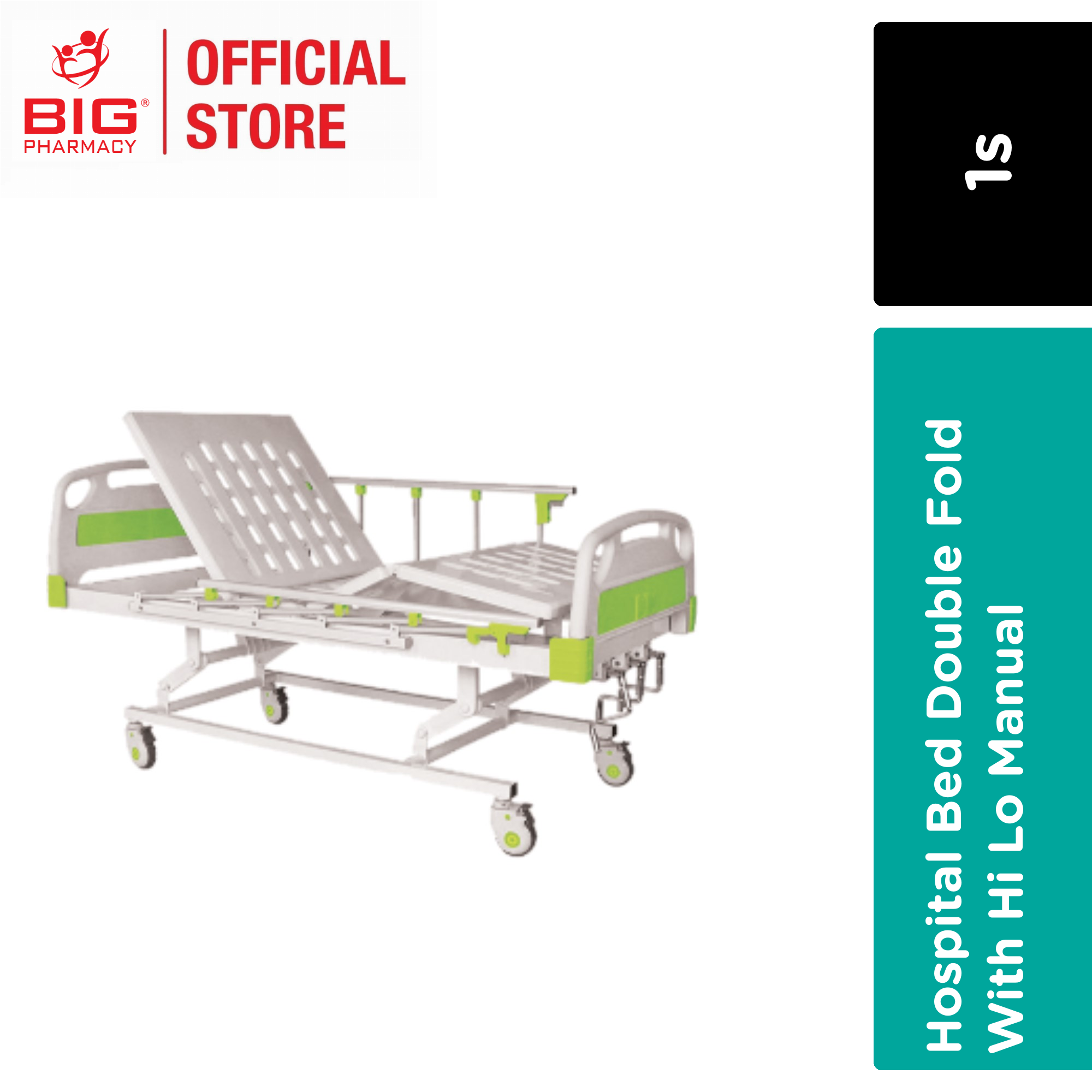GREEN CITY HOSPITAL BED DOUBLE FOLD WITH HI LO MANUAL (B3000) (WITHOUT  MATTRESS) | Big Pharmacy