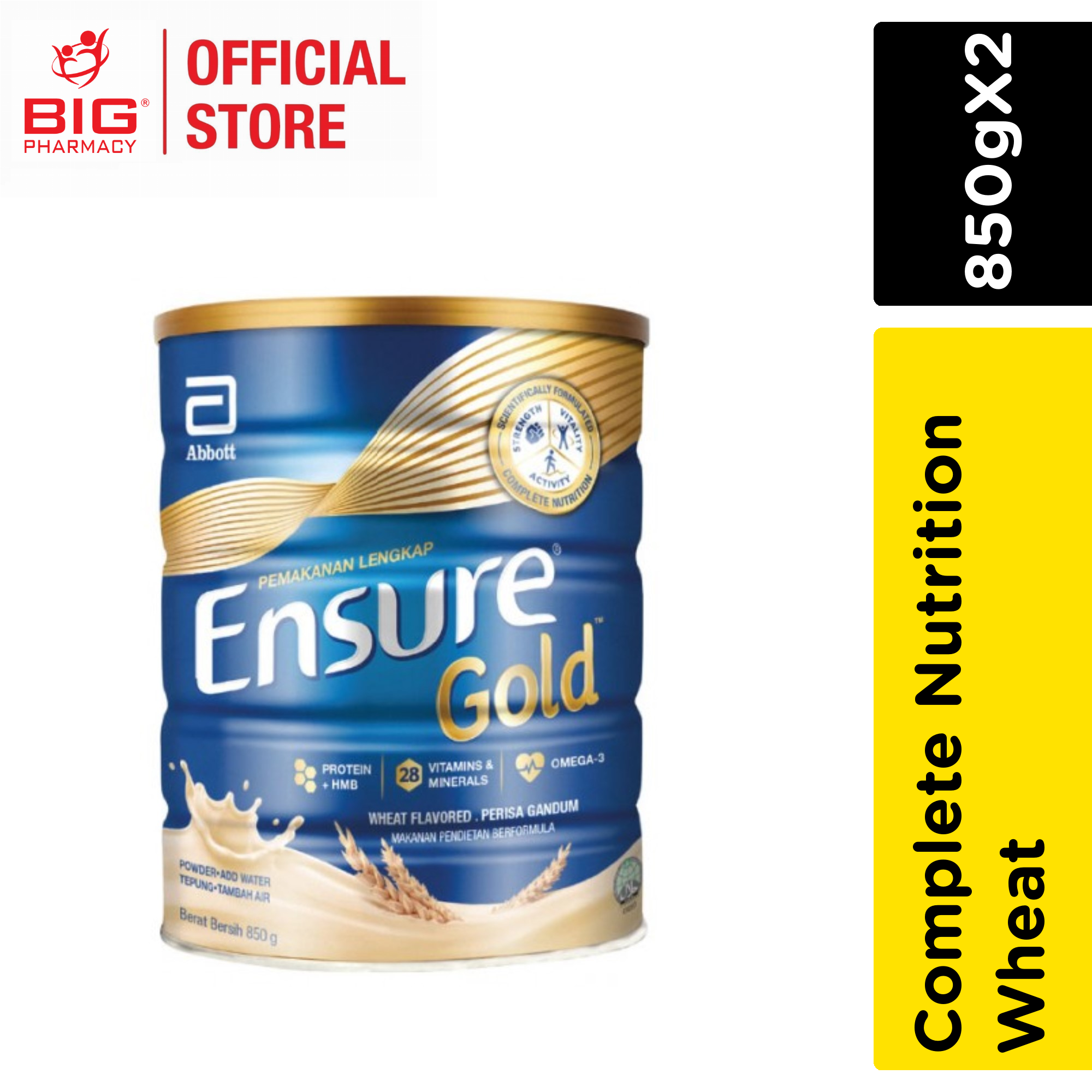 Big Pharmacy | Malaysia Trusted Healthcare Store | Ensure Gold Wheat 850gX2  Foc 4 Sachets